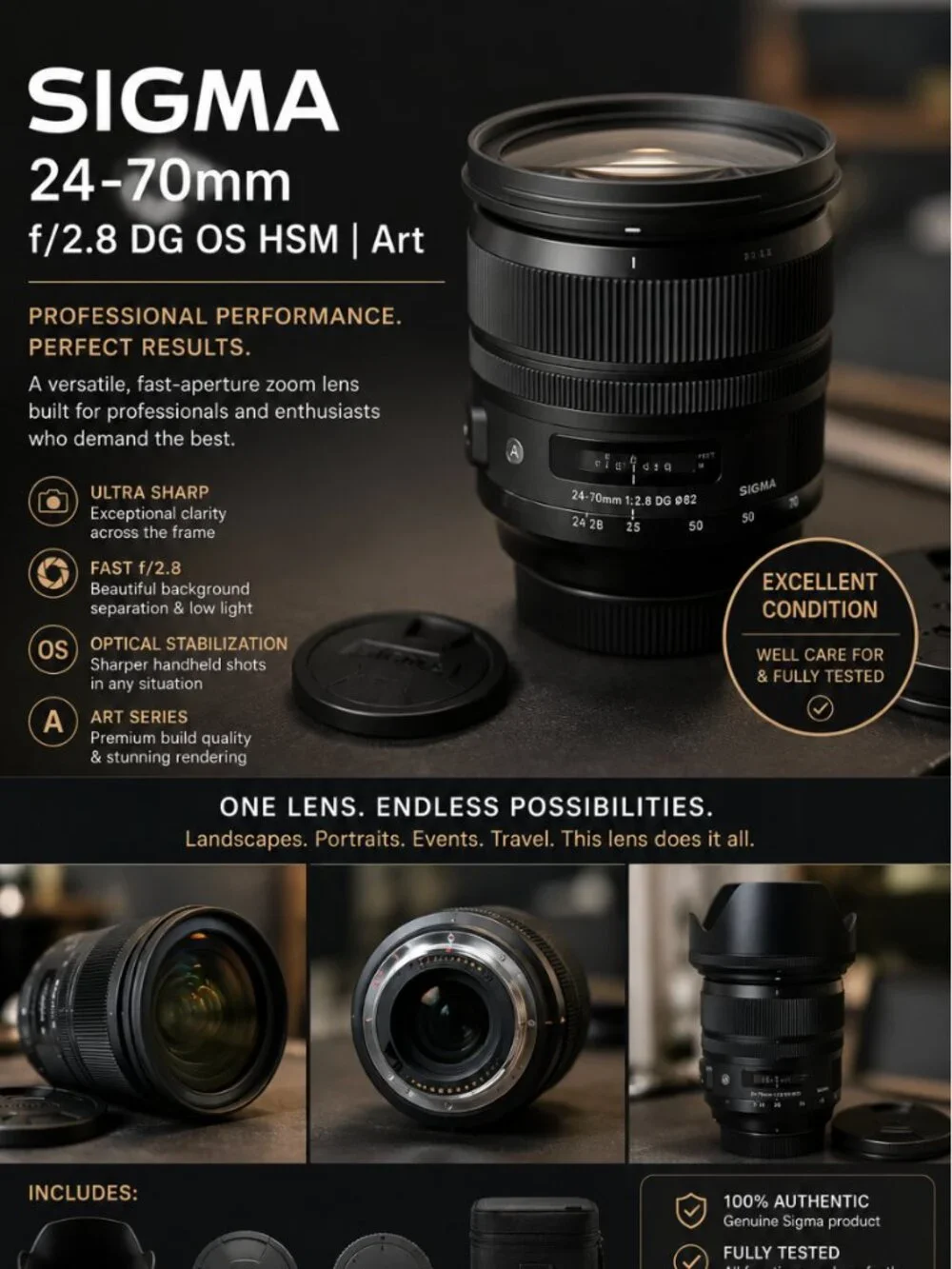 Sigma 24-70mm f/2.8 Art Canon EF Lens + MC-11 Sony E Adapter